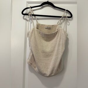 Abercrombie & Fitch light taupe Linen Blend tie strap top. Size M. Sold out